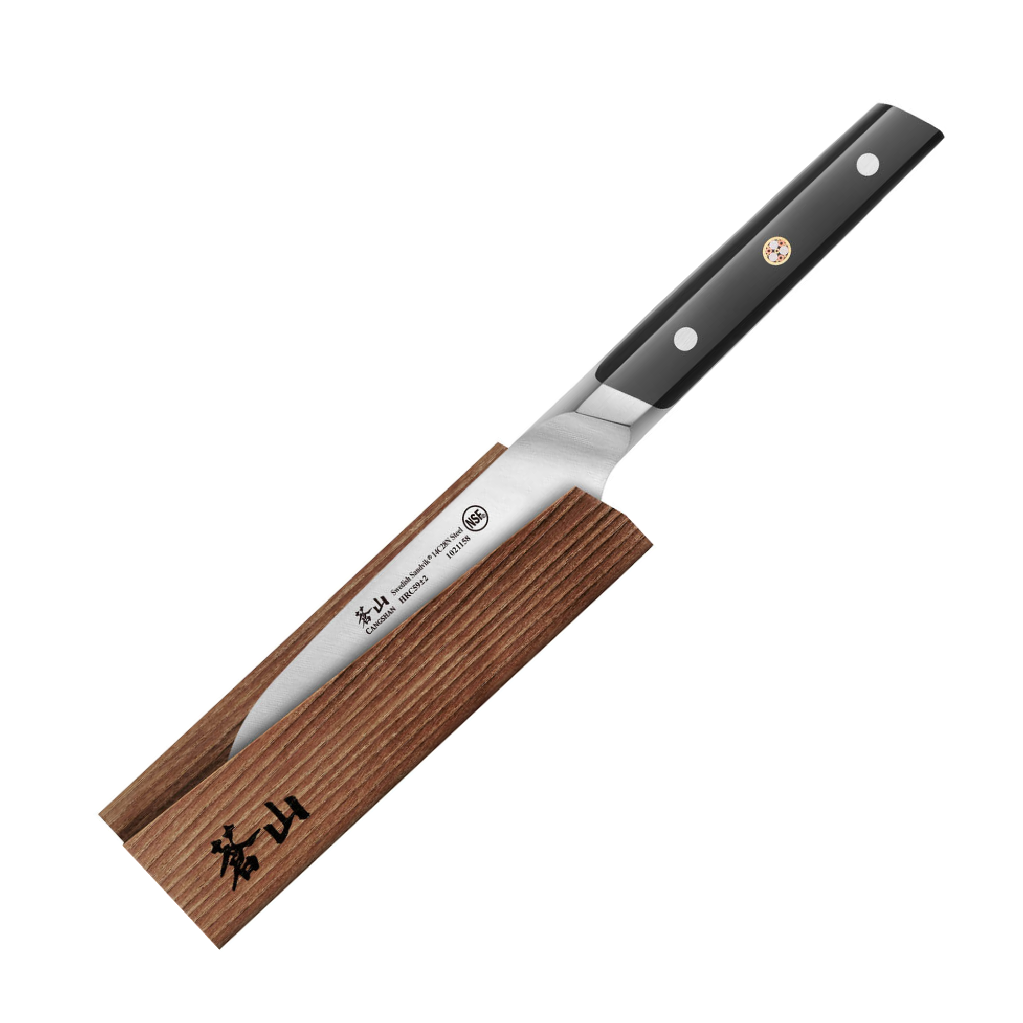 TC Series 5-Inch Santoku Knife with Ash Wood Sheath, Forged Swedish 14C28N Steel, 1021165