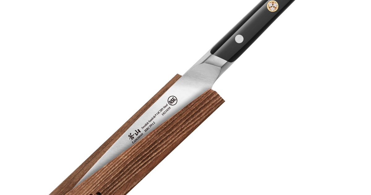 TC Series 5-Inch Utility Knife with Ash Wood Sheath, Forged