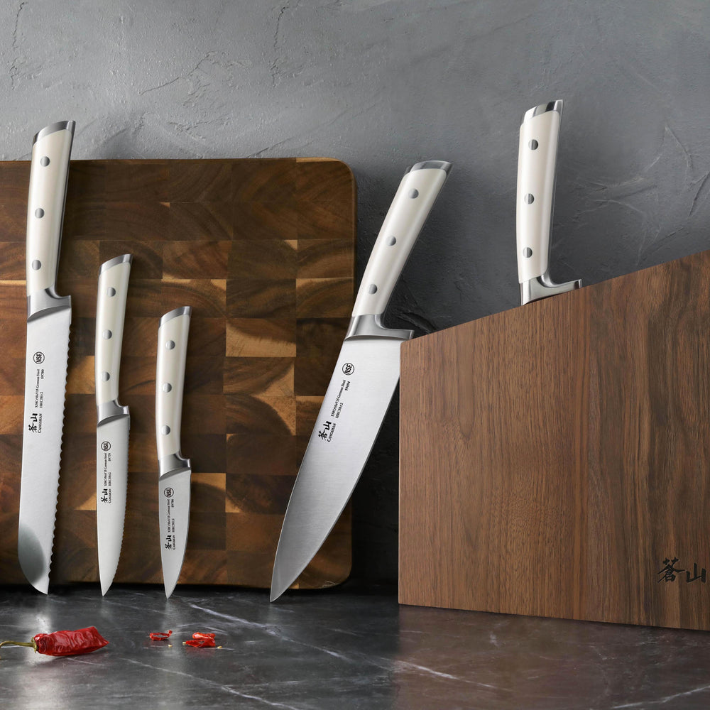 Cangshan Elbert Series German Steel Forged Knife Block Sets (17-Piece, White)