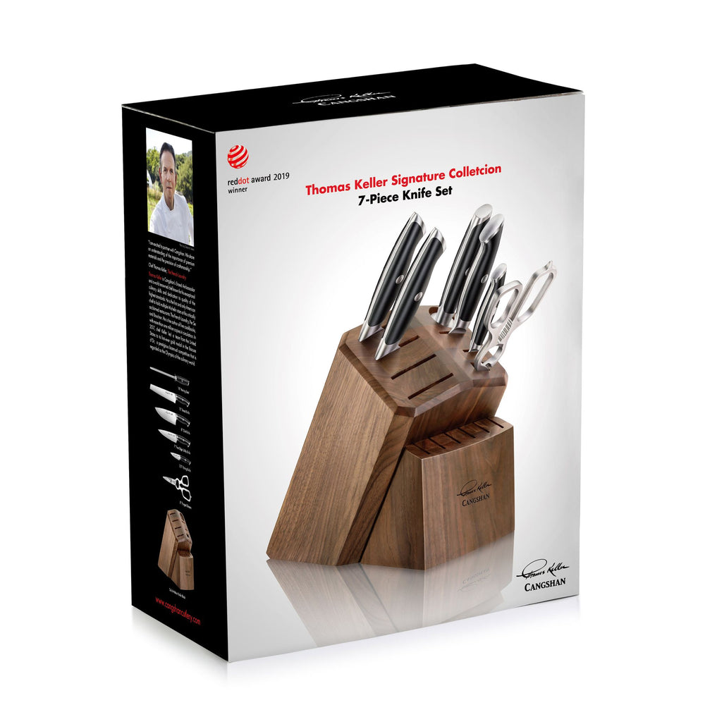GrandTies Onyx High Carbon German 7-Piece Stainless Steel Kitchen Knife Block Set
