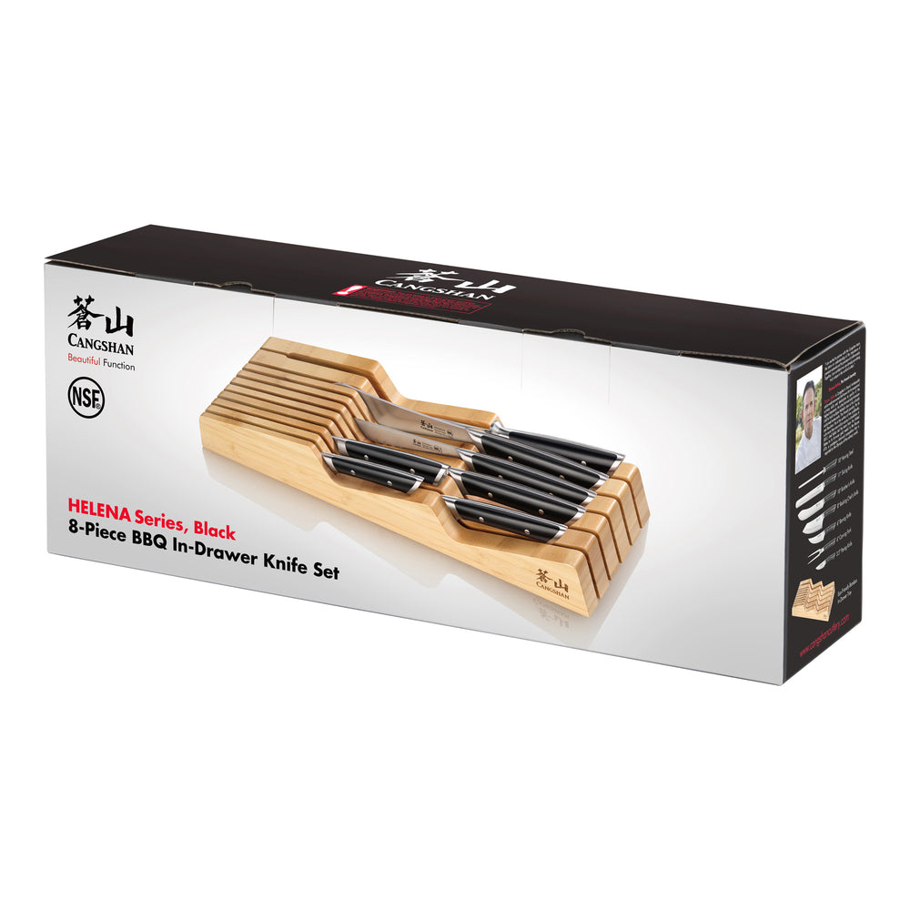 
                  
                    Load image into Gallery viewer, HELENA Series 8-Piece In-Drawer BBQ Knife Set, Forged German Steel, Bamboo Tray
                  
                