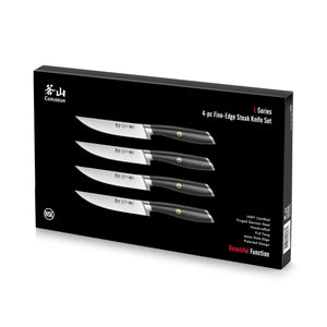
                  
                    Load image into Gallery viewer, Cangshan L Series 1026931 German Steel Forged 4-Piece Fine-Edge Steak Knife Set, Black
                  
                