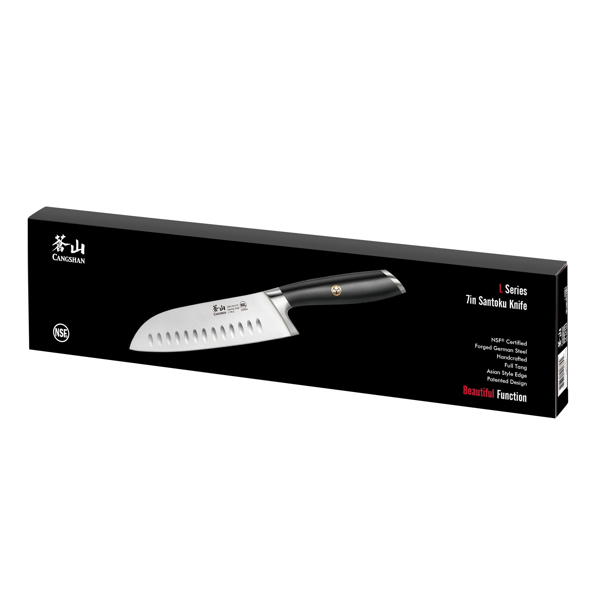 L Series 7-Inch Santoku Knife, Forged German Steel, Black, 1026894