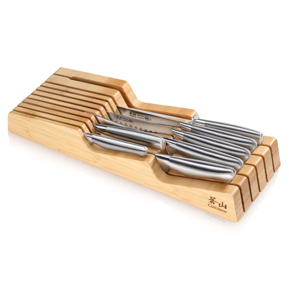 
                  
                    Load image into Gallery viewer, Sanford Series 8-Piece BBQ Knife In-Drawer Set, Forged German Steel, Bamboo Tray, 1027143
                  
                