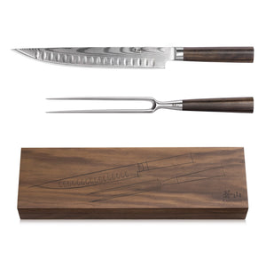 
                  
                    Load image into Gallery viewer, Cangshan HAKU Series 501158 X-7 Damascus Steel Forged 2-Piece Carving Set with Walnut Box
                  
                
