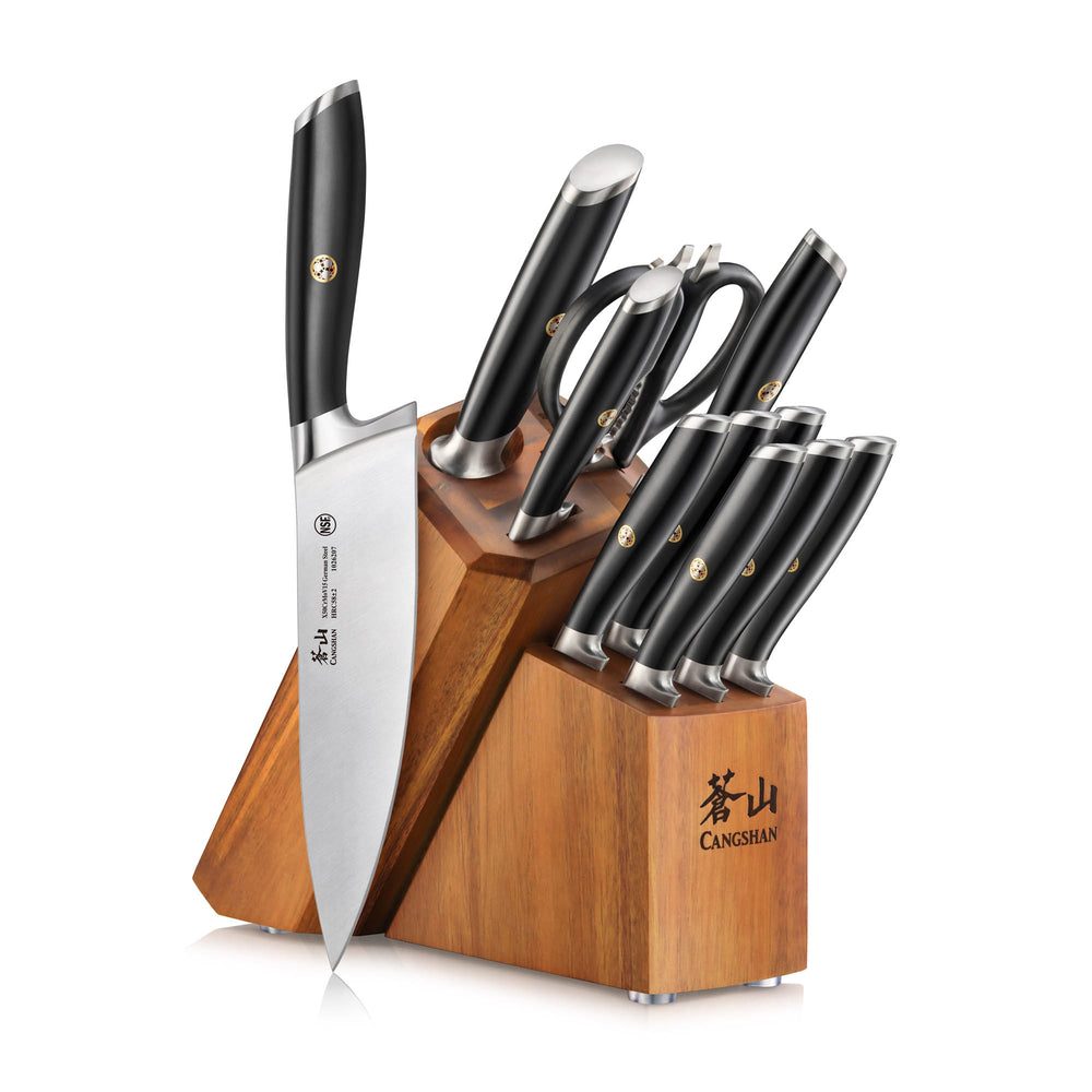 19-Piece Kitchen Knife Set With Wooden Knife Block - German Stainless Steel  Knife Set for Kitchen with Block, Paring, Chefs, Santoku, Carving, Utility