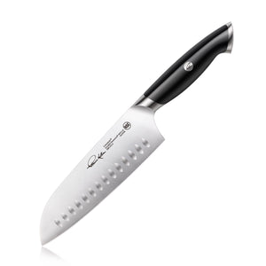 
                  
                    Load image into Gallery viewer, TKSC 7-Inch Santoku Knife, Forged Swedish Powder Steel, Thomas Keller Signature Collection, Black, 1023930
                  
                