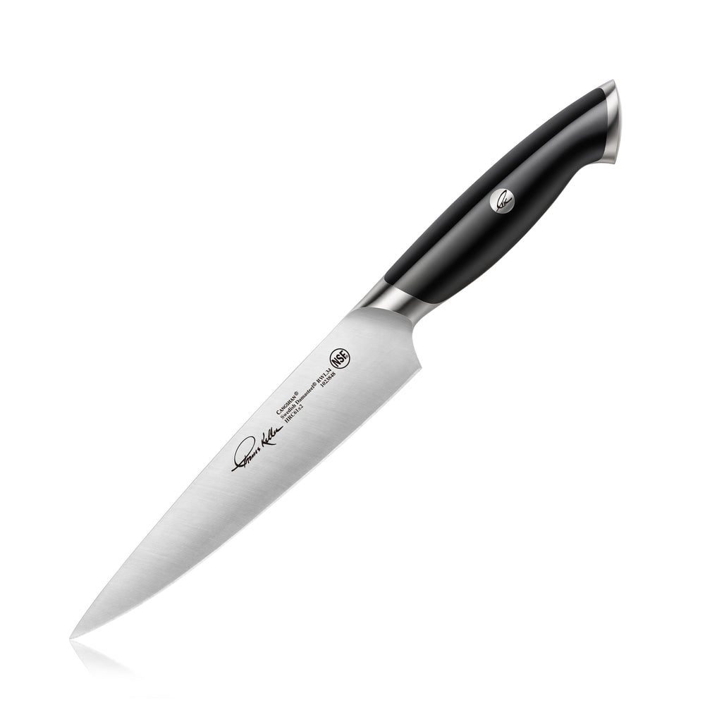
                  
                    Load image into Gallery viewer, TKSC 7-Inch Utility Knife, Forged Swedish Powder Steel, Thomas Keller Signature Collection, Black, 1023848
                  
                