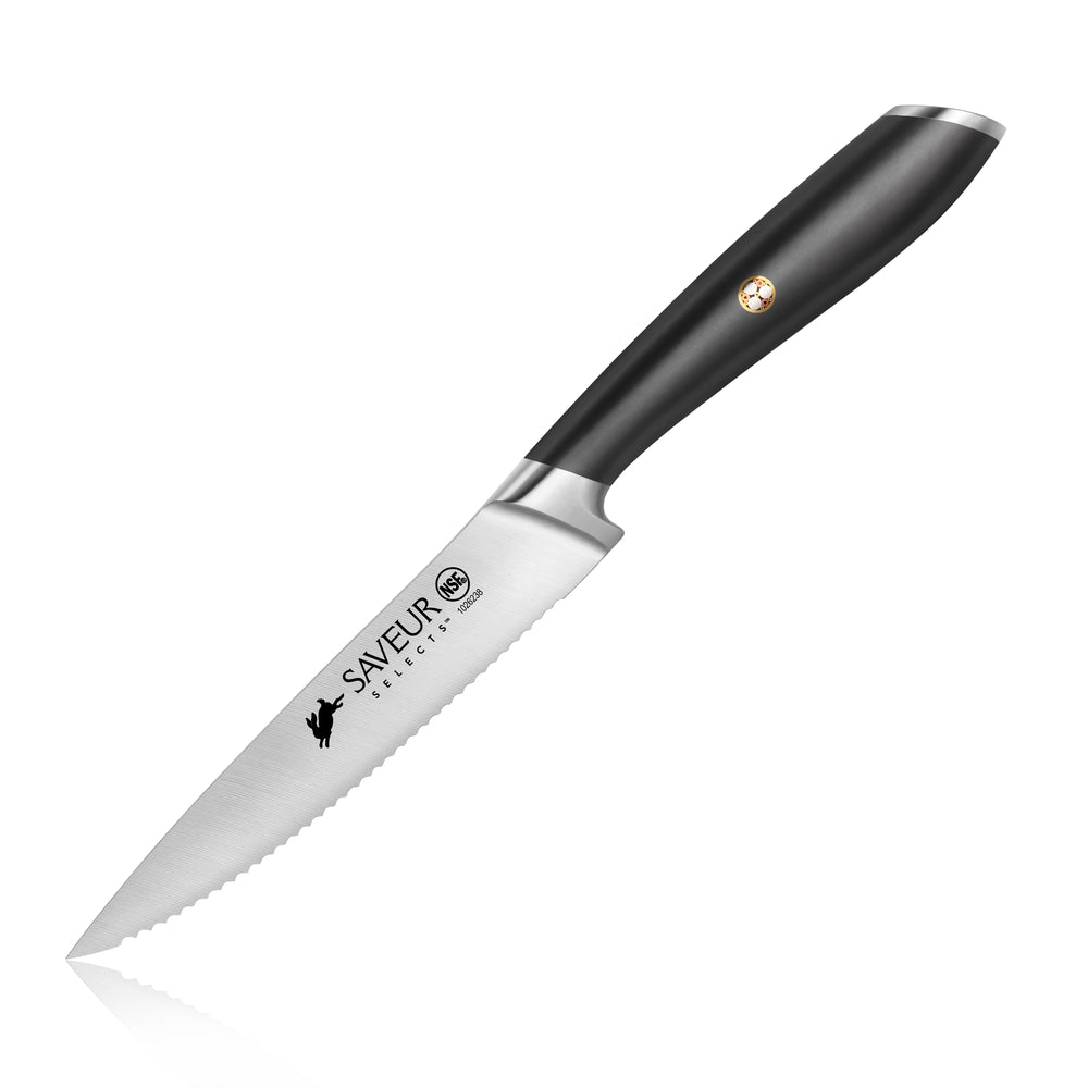 
                  
                    Load image into Gallery viewer, Saveur Selects 1026238 German Steel Forged 5&amp;quot; Serrated Utility Knife
                  
                