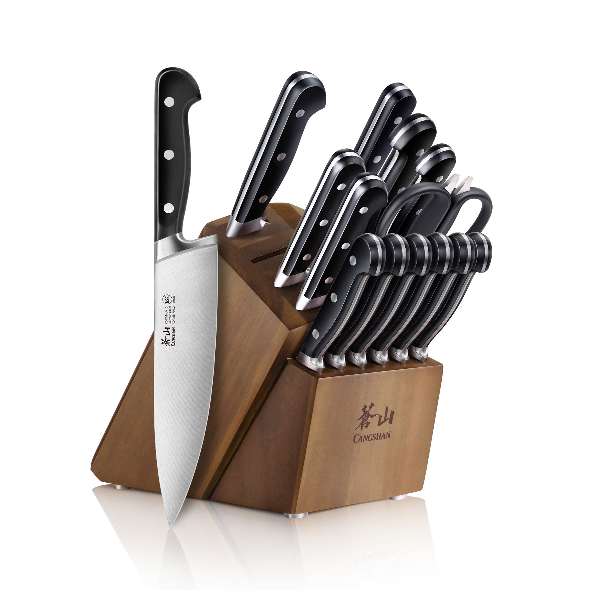 15 Pcs Black Knife Set Kitchen Block Chef Stainless Steel Knives