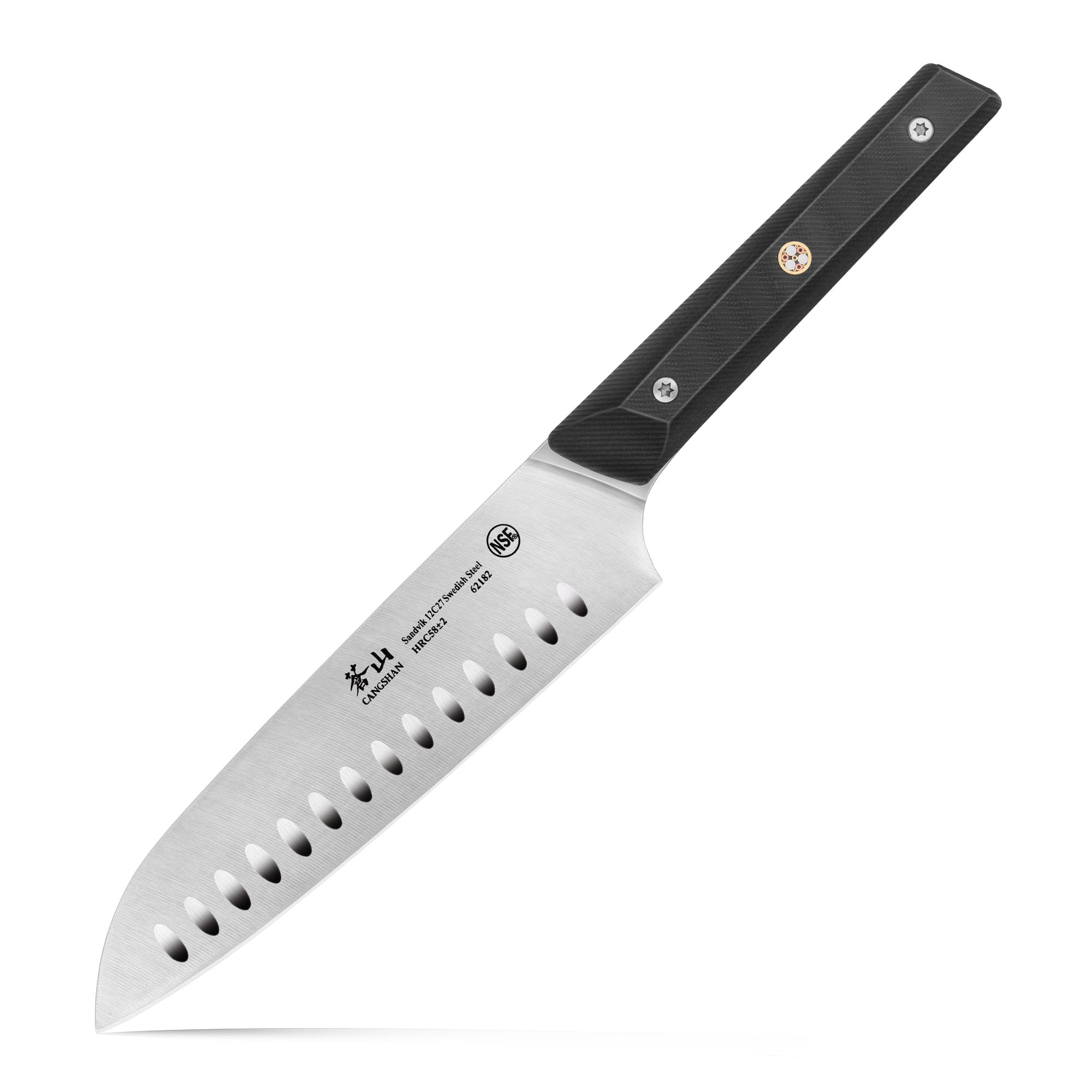 TG Series 7-Inch Santoku Knife, Swedish 12C27M Steel, 62182