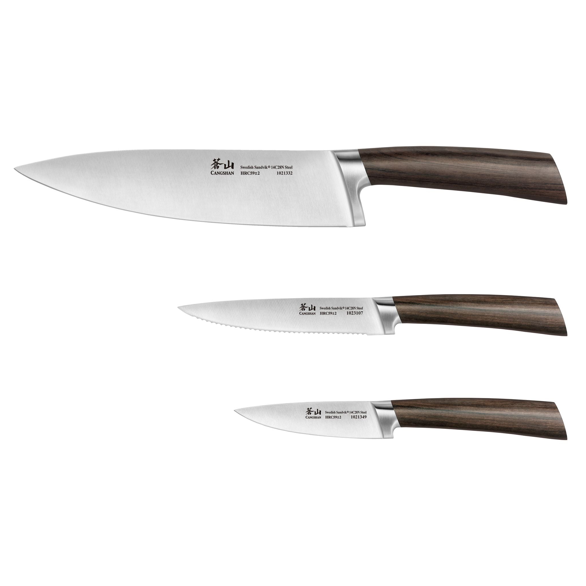 Cangshan J Series 61932 Japan VG-10 Steel 3-Piece Starter Knife Set with Walnut Wood Sheath