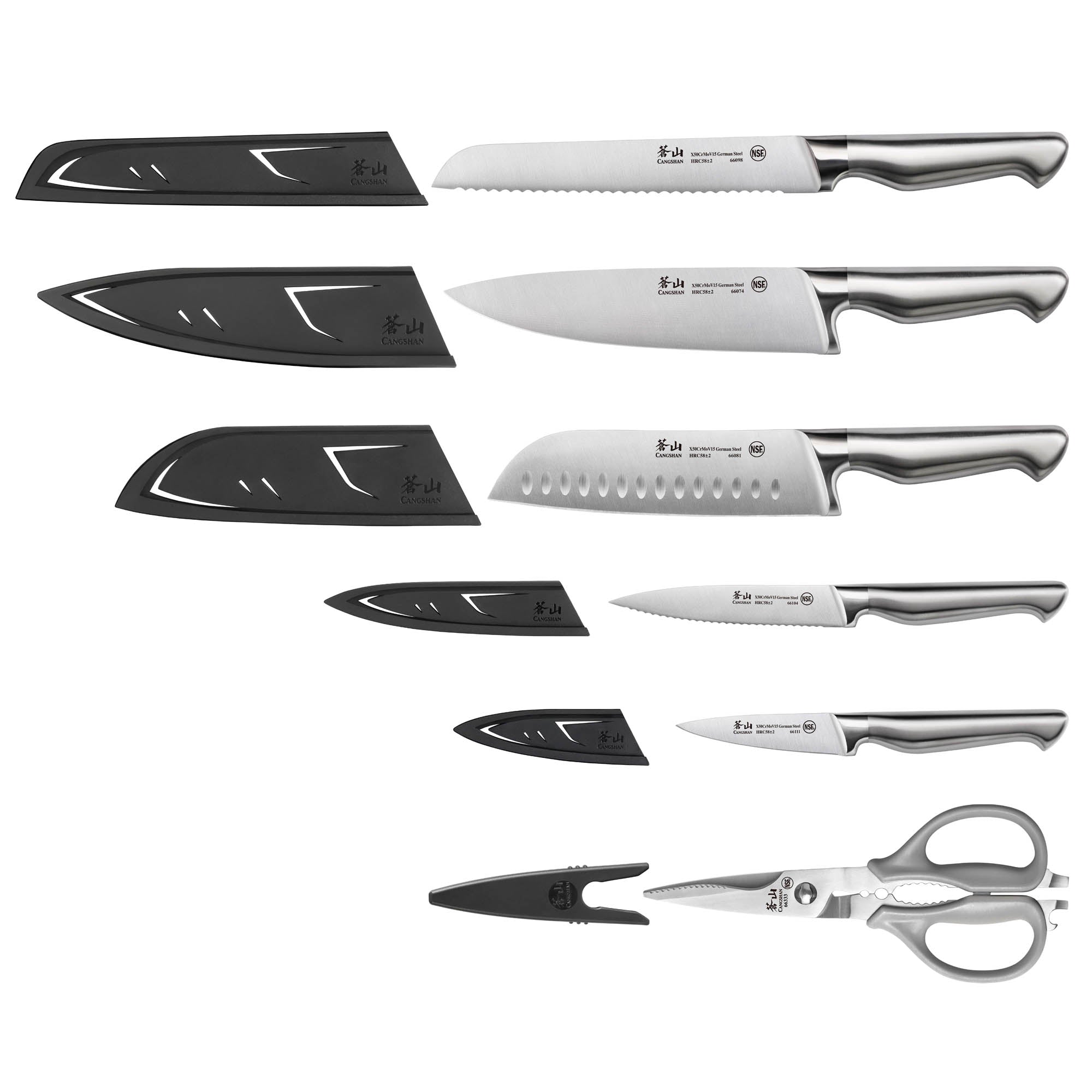 Cangshan German Steel 6-Piece BBQ Knife Set, Black Cut Resistant