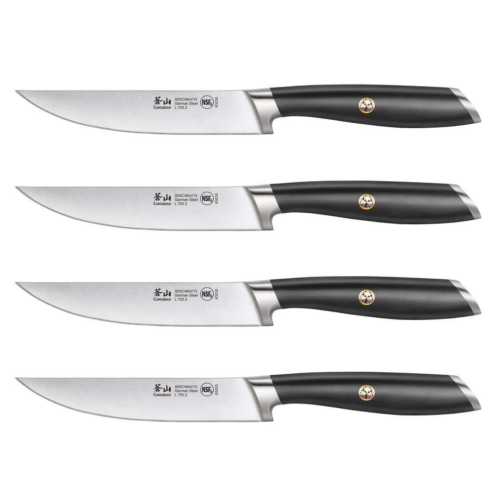 Steak Knife Set (4 Black Handle, Black Blade)