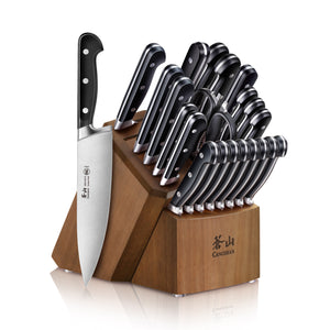 Kitchen Knife Block Set,15 Pieces German Stainless Steel, W/Built