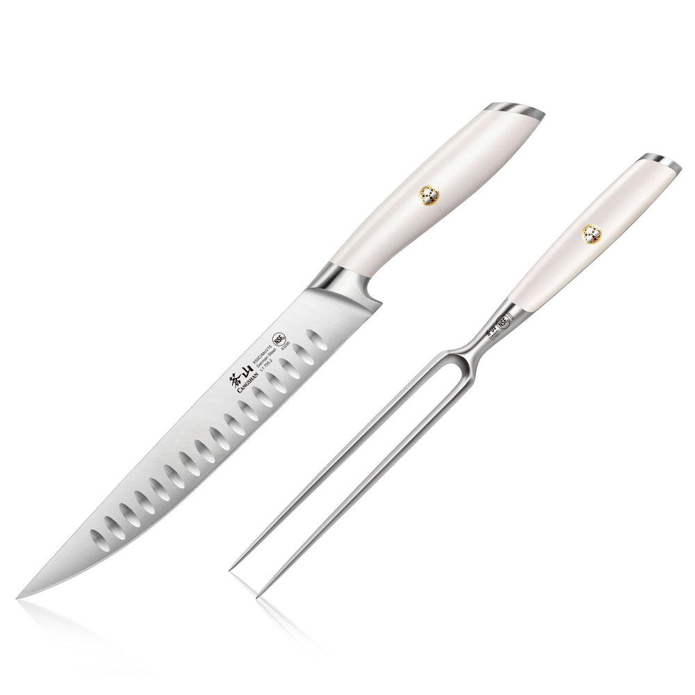 Cangshan L1 Series 1026962 German Steel Forged 2-Piece Carving Set, White 