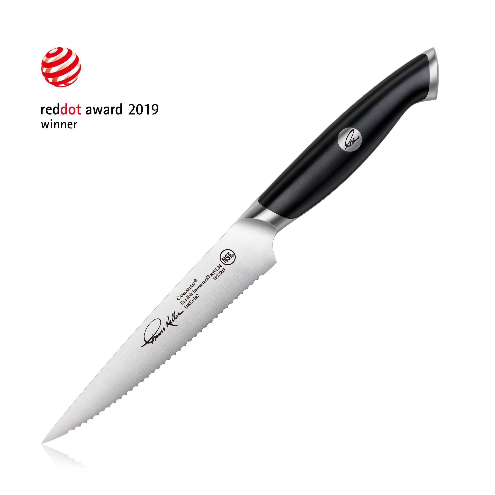 TKSC 5-Inch Serrated Utility Knife, Forged Swedish Powder Steel, Thomas Keller Signature Collection, 1023909