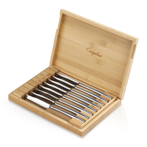 
                  
                    Load image into Gallery viewer, Rain II Series 8-Piece Forged Steak Knife Set, 420 Stainless Steel in Bamboo Storage Box, 1027044
                  
                