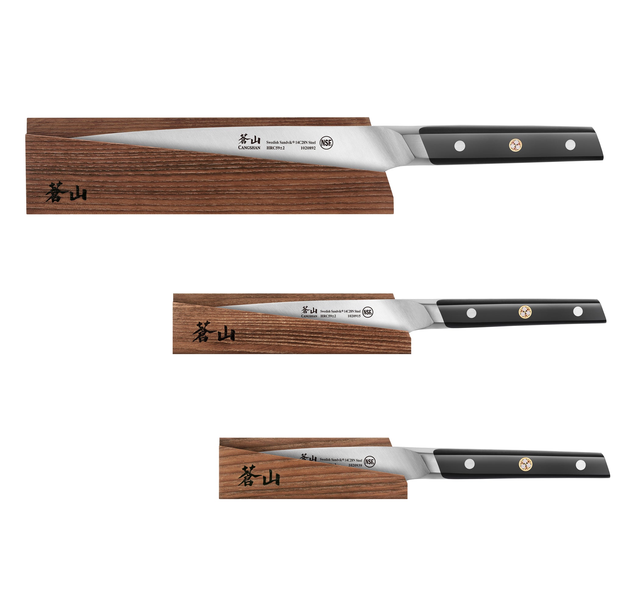 TC Series 3-Piece Starter Knife Set with Ash Wood Sheaths, Forged Swedish 14C28N Steel, 1021196