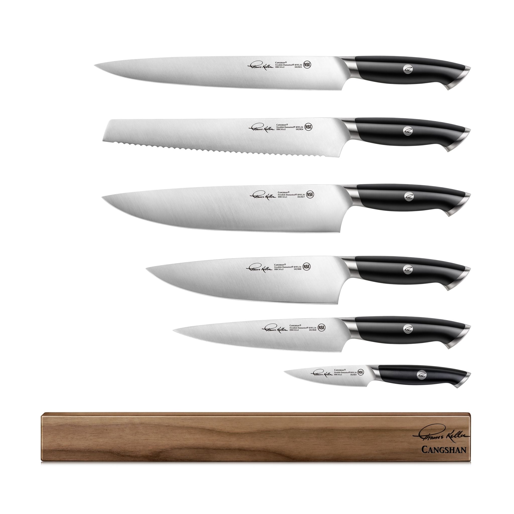 TKSC 7-Piece Magnetic Knife Set, Forged Swedish Powder Steel, Thomas Keller Signature Collection, Black, 1023787