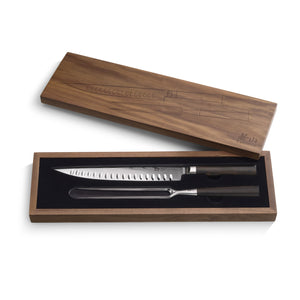 
                  
                    Load image into Gallery viewer, HAKU Series 2-Piece Carving Set with Walnut Box, Forged X-7 Damascus Steel, 501158
                  
                