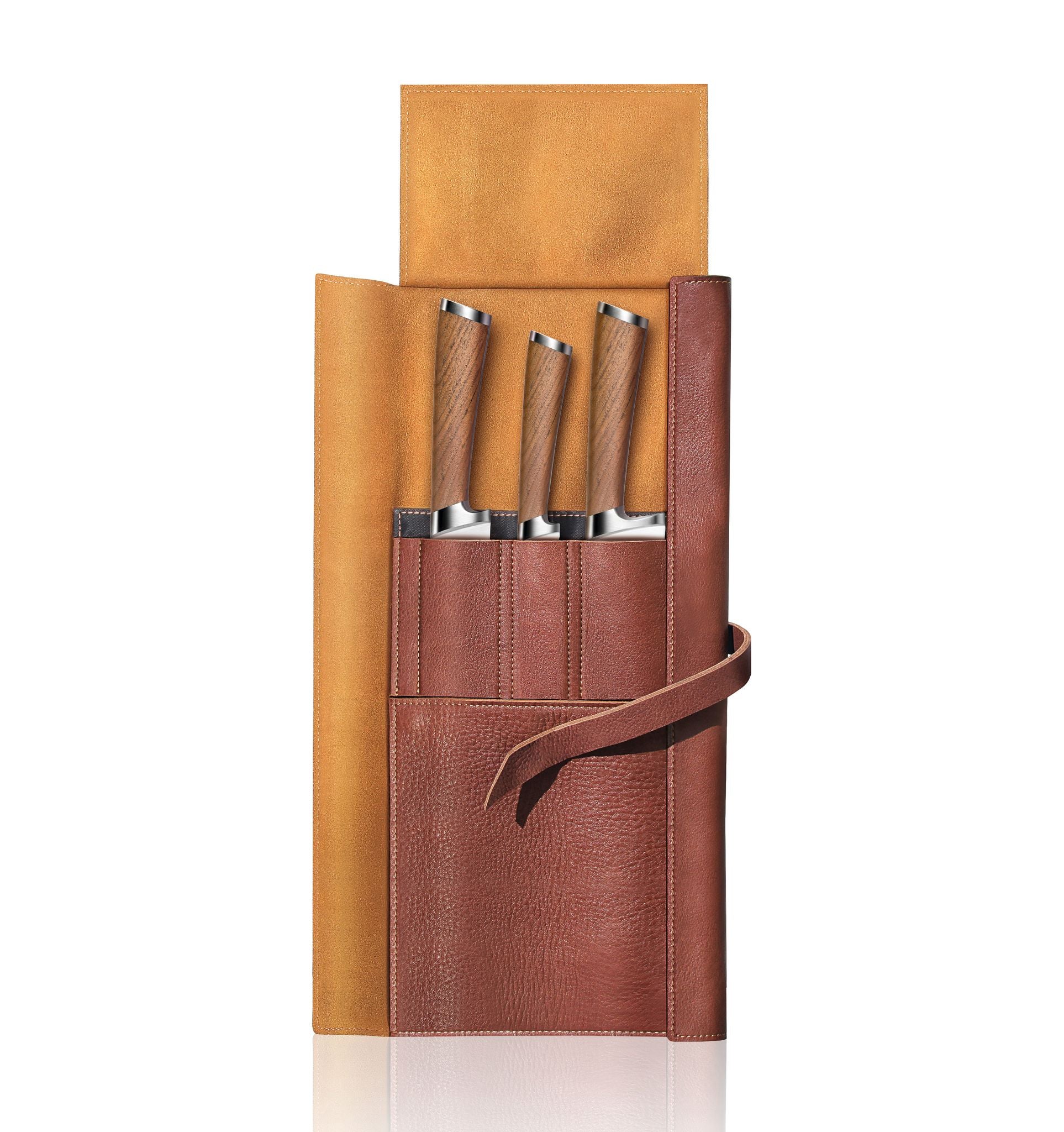 H1 Series 4 Piece Leather Roll Knife Set, Silver, 59939 – Cangshan