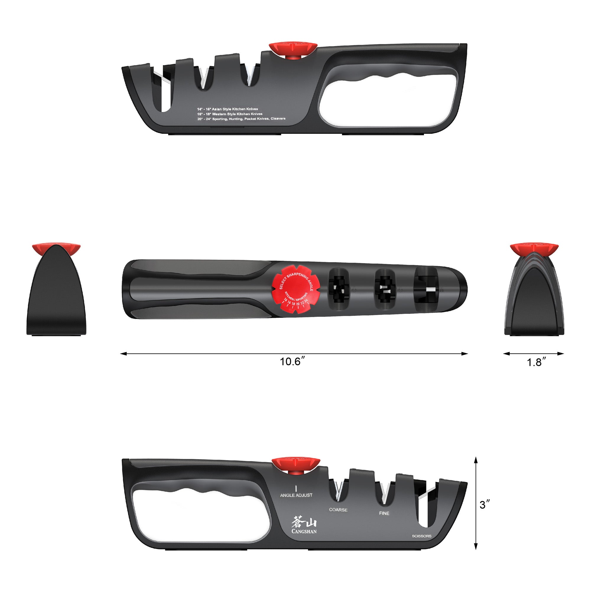 Professional Knife + Scissor Sharpener, 3-Stage Adjustable 14-24 Degree, 1026108