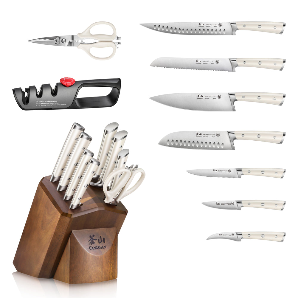 H1 Series 10-Piece Knife Block Set, Forged German Steel, Acacia Block, – Cangshan  Cutlery Company