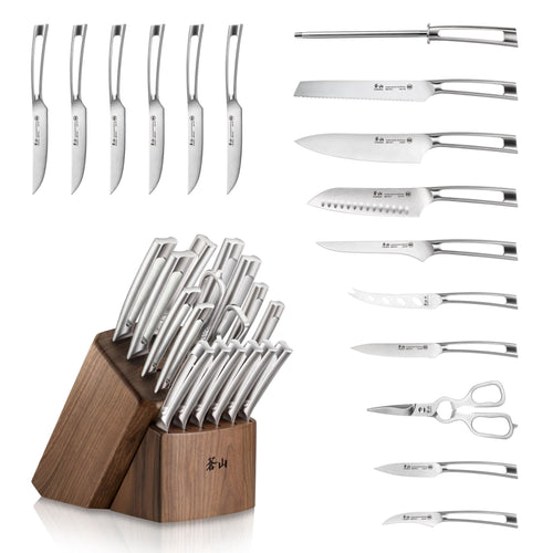 TN1 Series 17-Piece Knife Block Set, Forged Swedish 14C28N Steel, Walnut Block, 1021974