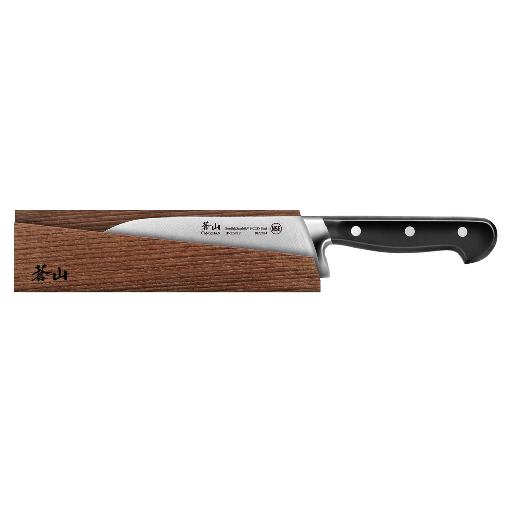 
                  
                    Load image into Gallery viewer, Cangshan TV2 Series 1022841 Swedish 14C28N Steel Forged 7-Inch Santoku Knife and Wood Sheath Set
                  
                