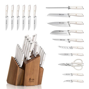 
                  
                    Load image into Gallery viewer, Cangshan L1 Series 1026856 German Steel Forged 17-Piece SHAN Knife Block Set, White
                  
                
