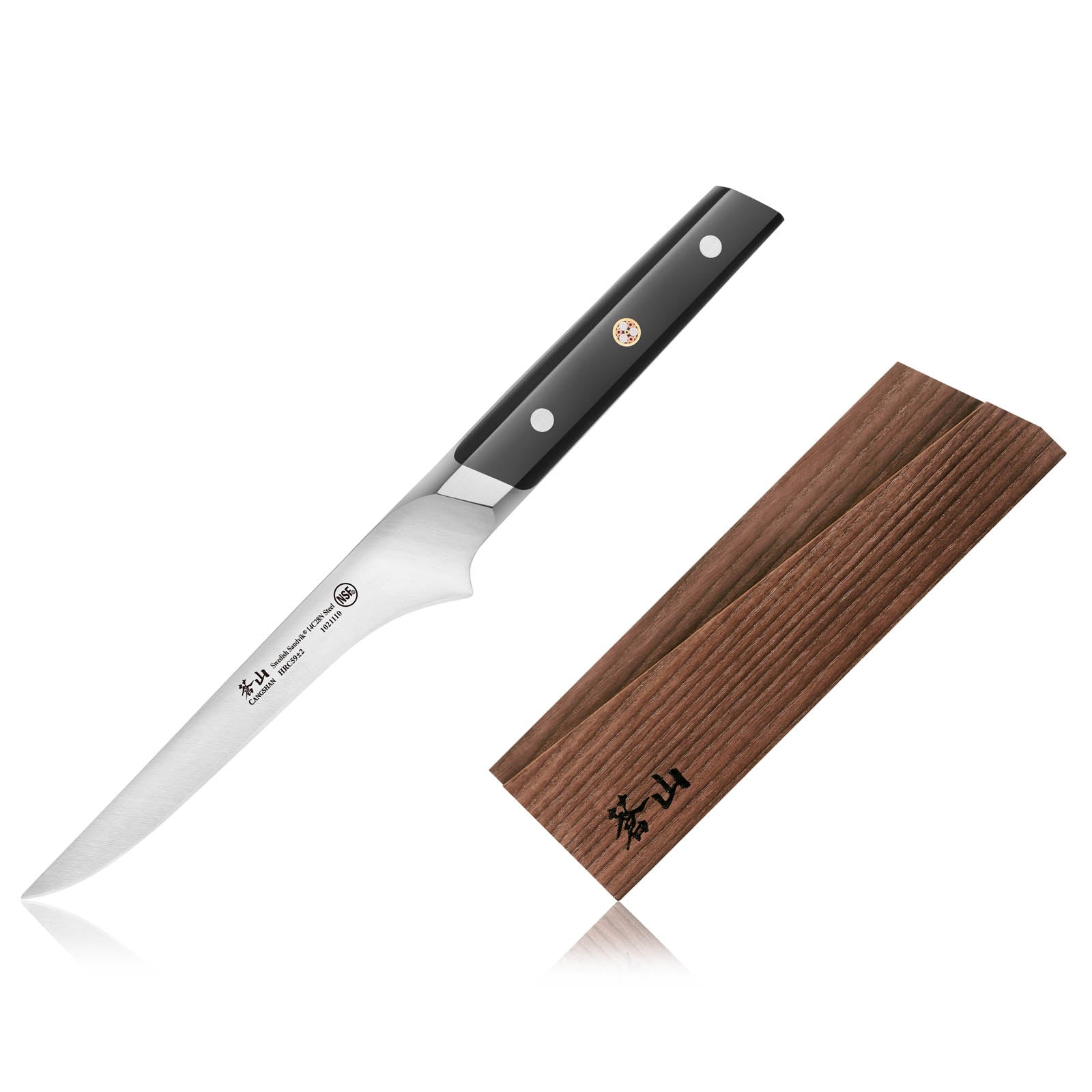 TC Series 6-Inch Boning Knife with Ash Wood Sheath, Forged Swedish 14C28N Steel, 1021127