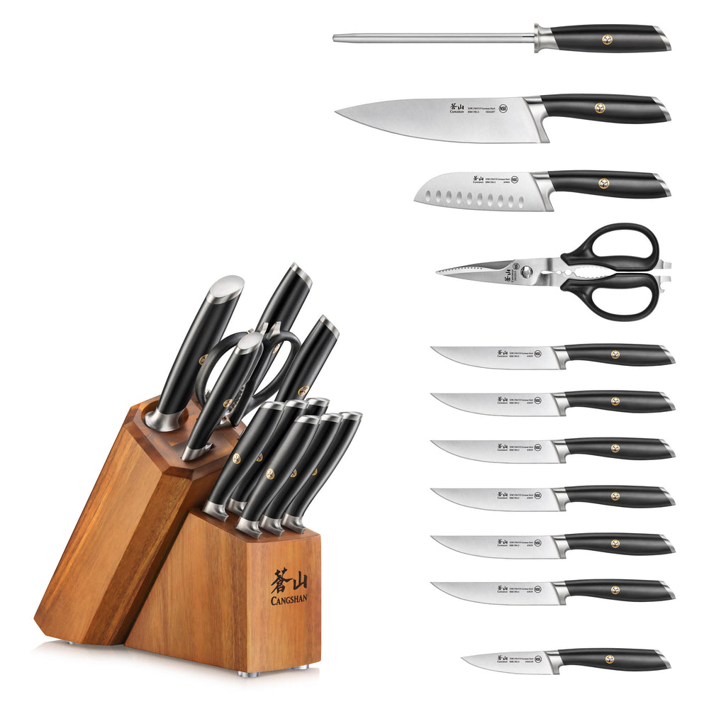 
                  
                    Load image into Gallery viewer, L &amp;amp; L1 Series 12-Piece Knife Set with 6 Steak Knives, Forged German Steel
                  
                