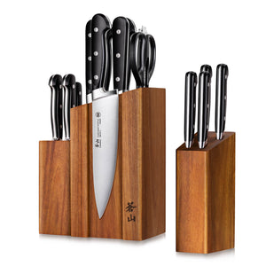 TV2 Series 14-Piece Magnetic Knife Block Set, Forged Swedish 14C28N Steel,  DENALI Acacia Block, 1023046