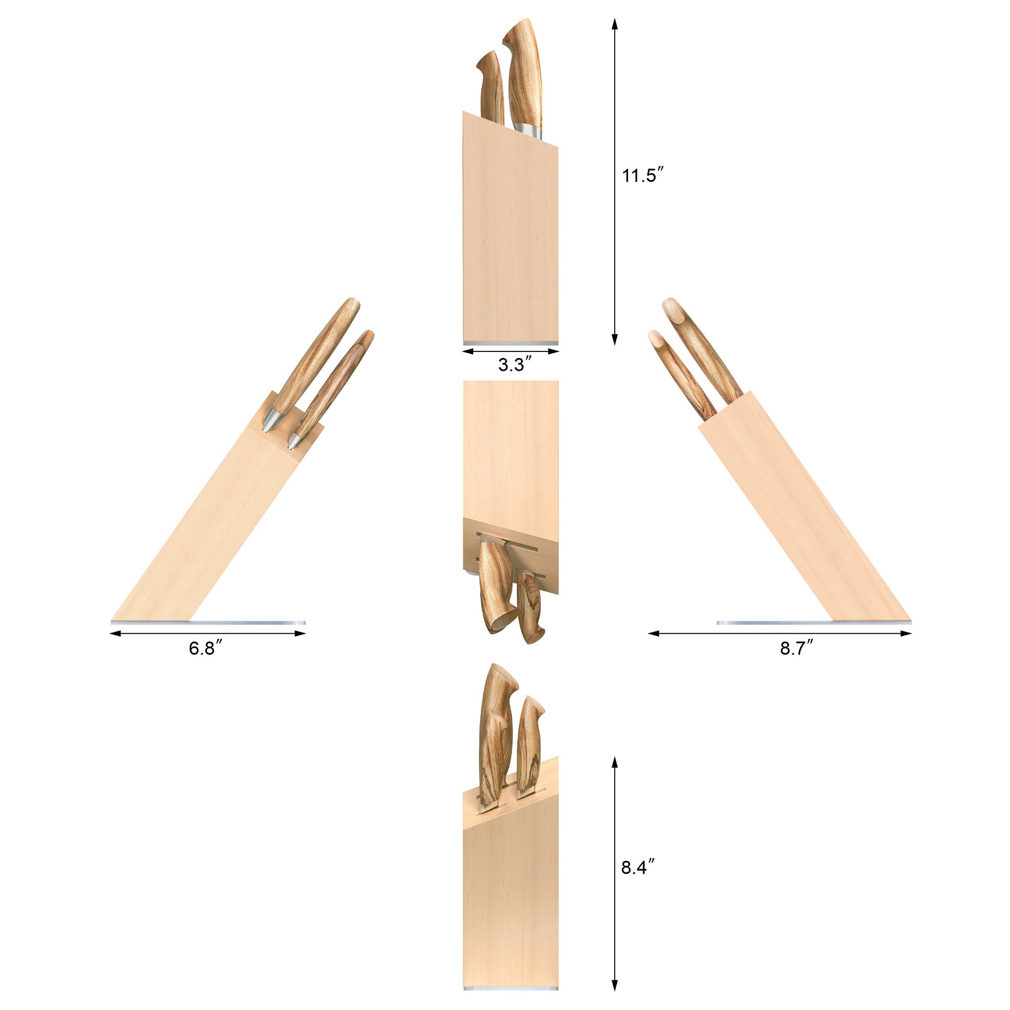 OLIV Series 4-Piece Knife Block Set, Forged Swedish 14C28N Steel, HUA Maple Block, 501677