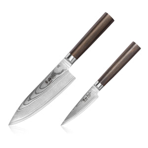 
                  
                    Load image into Gallery viewer, Cangshan HAKU Series 501165 X-7 Damascus Steel Forged 2-Piece Starter Set with Walnut Box
                  
                