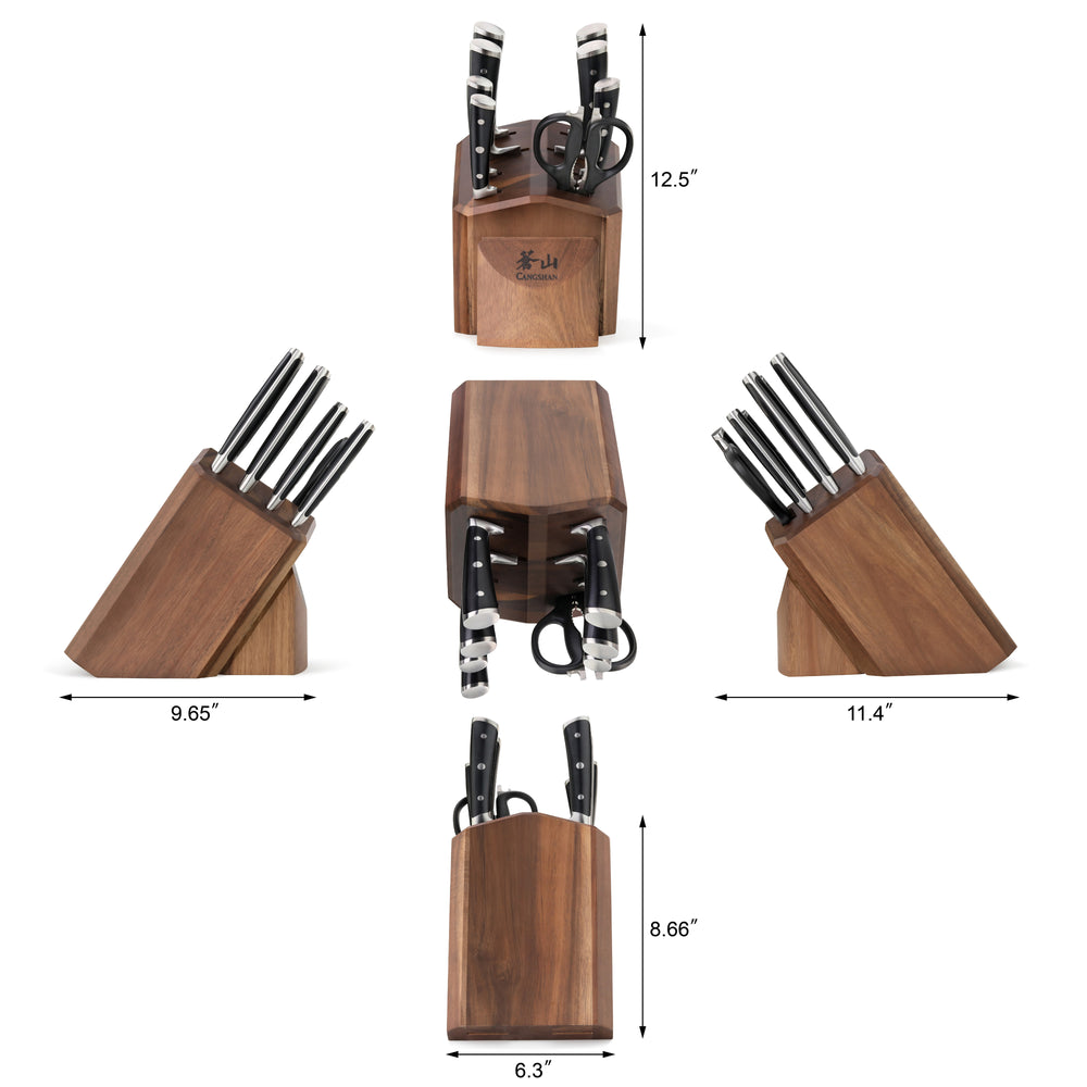 
                  
                    Load image into Gallery viewer, H Series 10-Piece Knife Block Set, Forged German Steel, Acacia Block, 1026160
                  
                