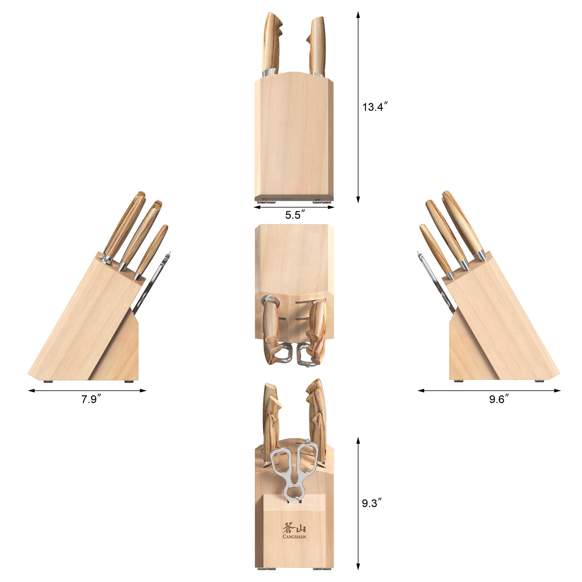 OLIV Series 8-Piece Knife Block Set, Swedish 14C28N Steel