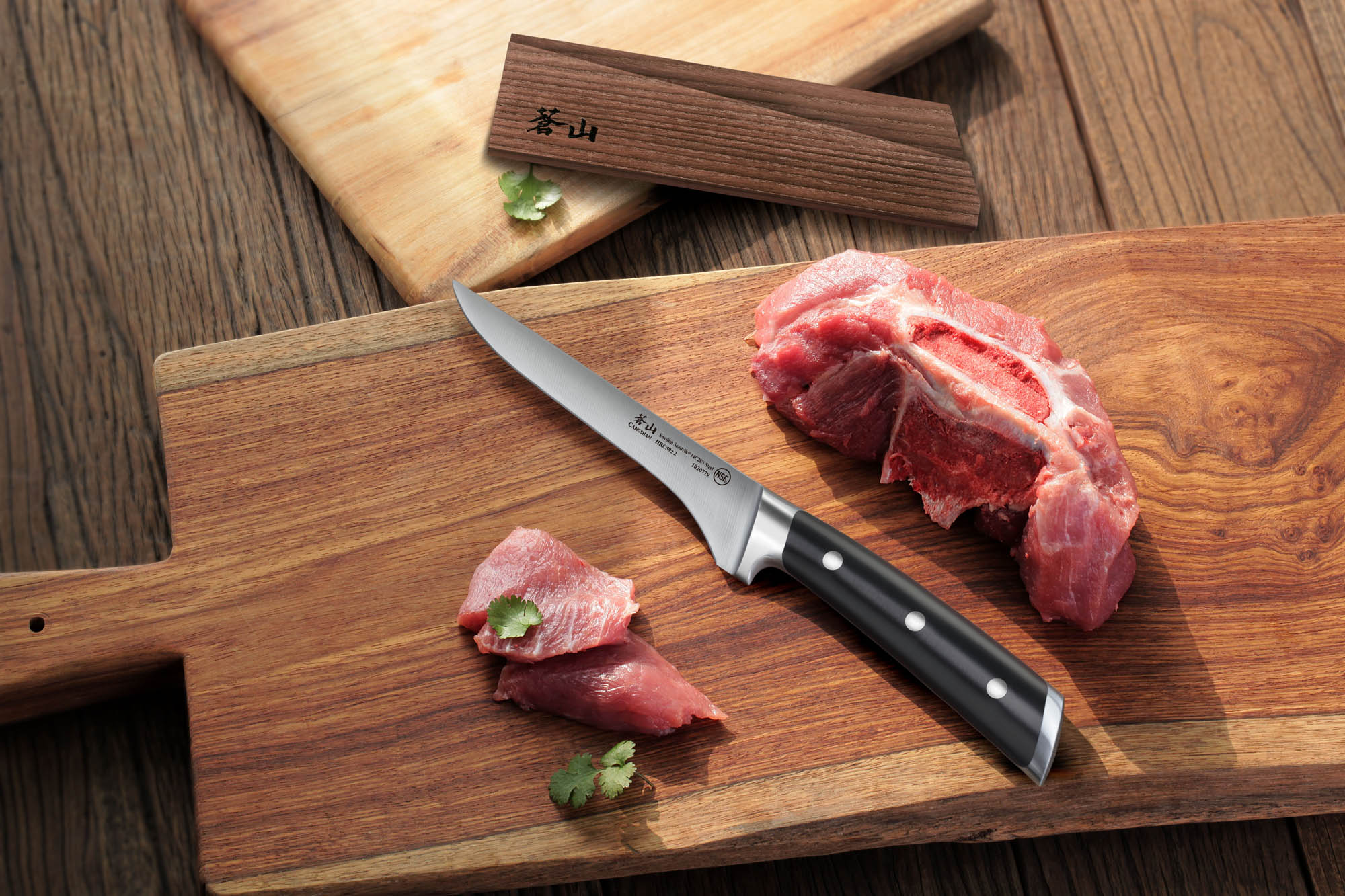 TS Series 6-Inch Boning Knife with Wood Sheath, Forged Swedish 14C28N Steel, 1020786