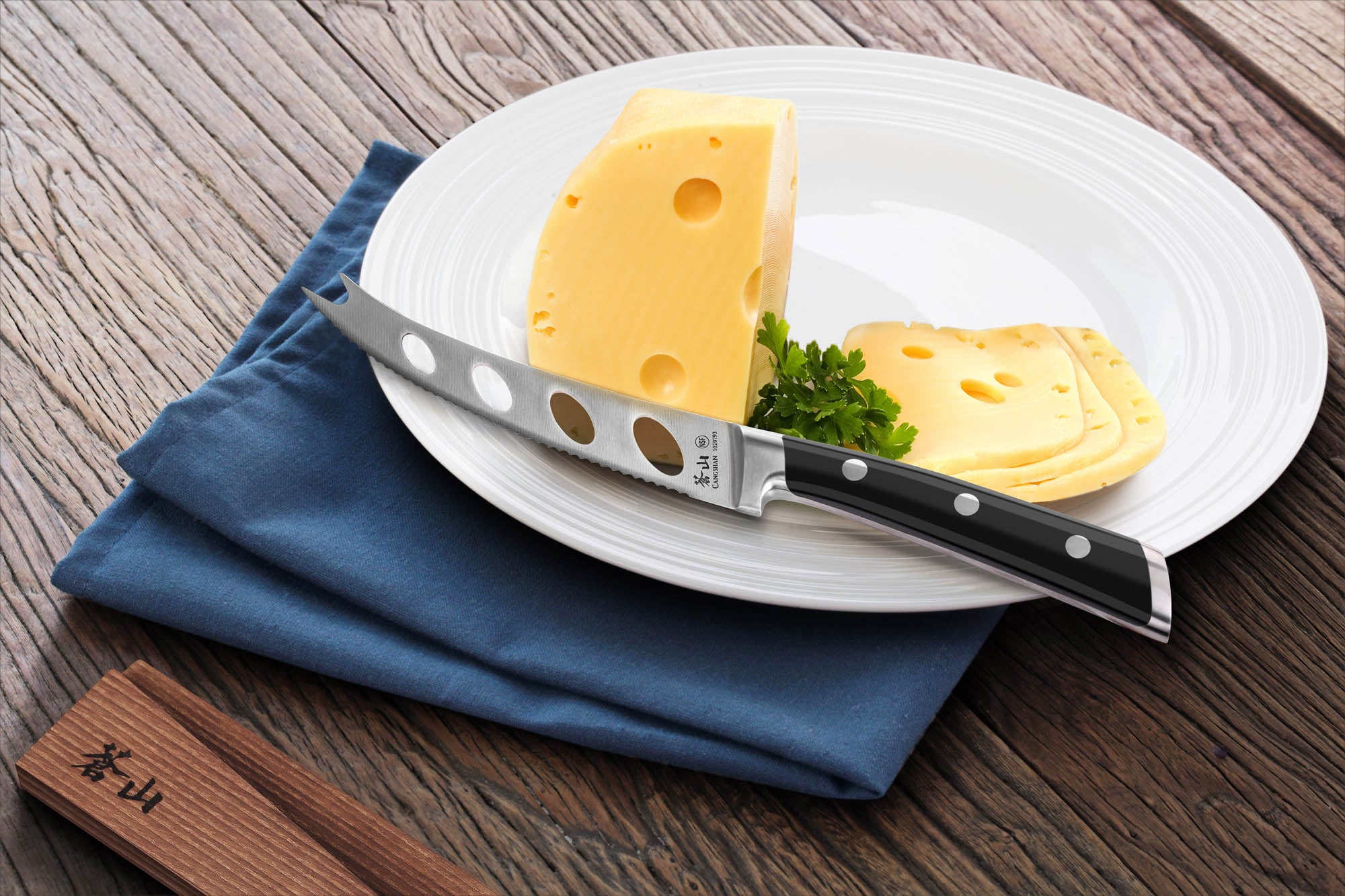 TS Series 5-Inch Tomato/Cheese Knife with Wood Sheath, Forged Swedish 14C28N Steel, 1020809