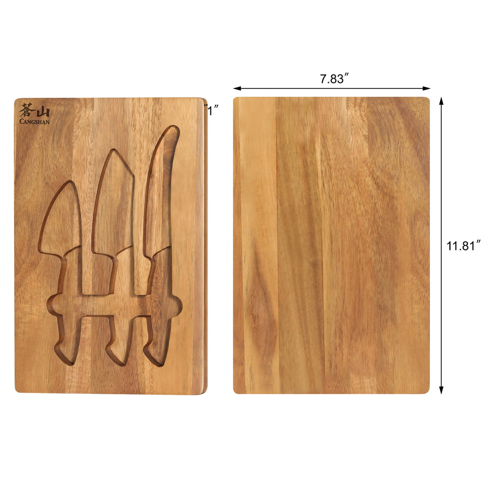
                  
                    Load image into Gallery viewer, 3-Piece Olive Wood Cheese Knife Set with Acacia Cheese Board, 1027327
                  
                