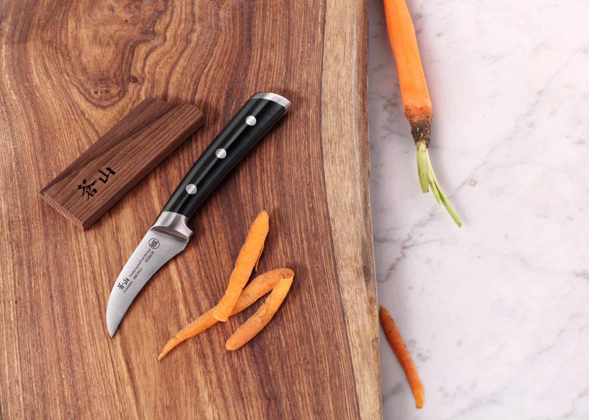 TS Series 2.75-Inch Peeling Knife with Ash Wood Sheath, Forged Swedish 14C28N Steel, 1020625