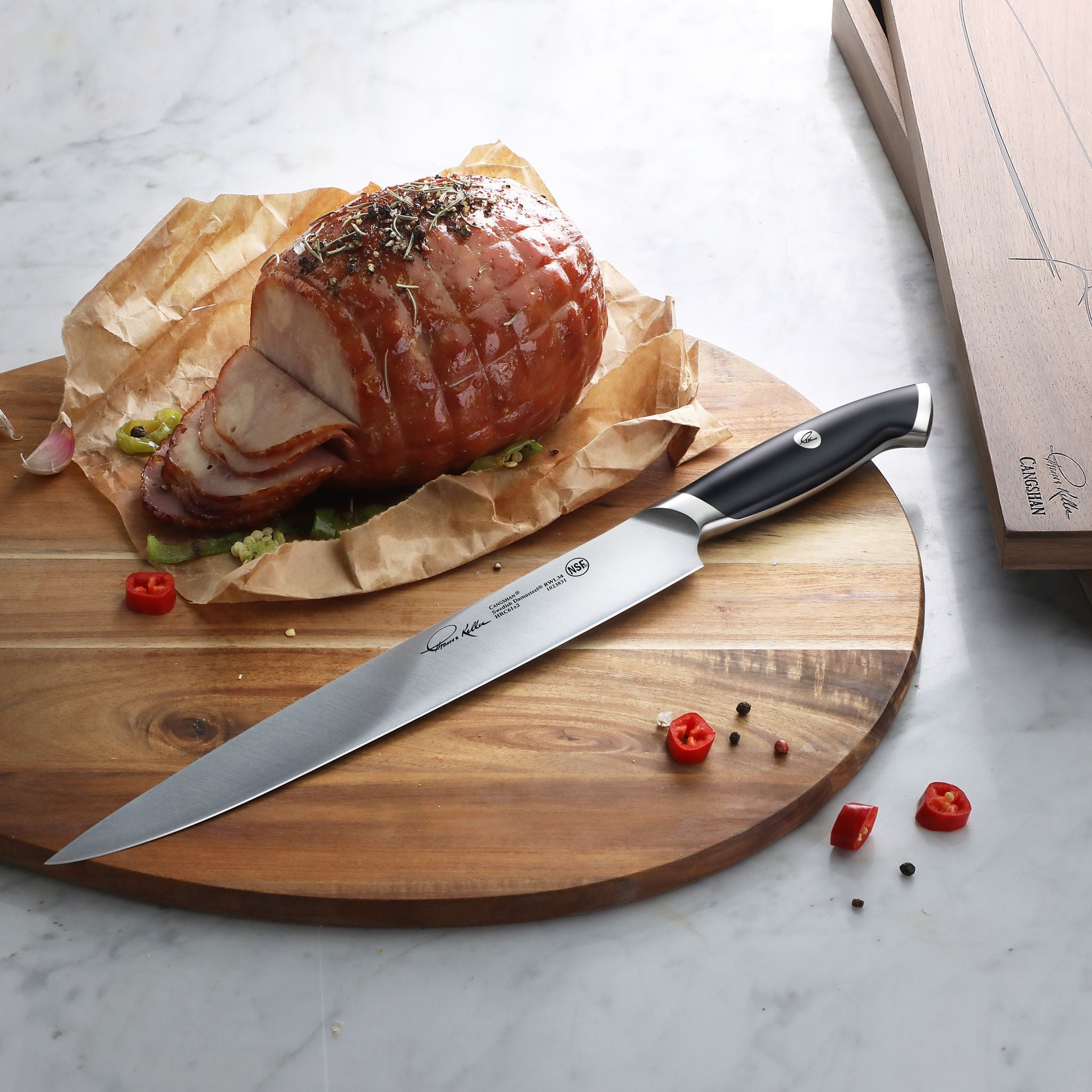 TKSC 10.5-Inch Carving Knife, Forged Swedish Powder Steel, Thomas Keller Signature Collection, Black, 1023831