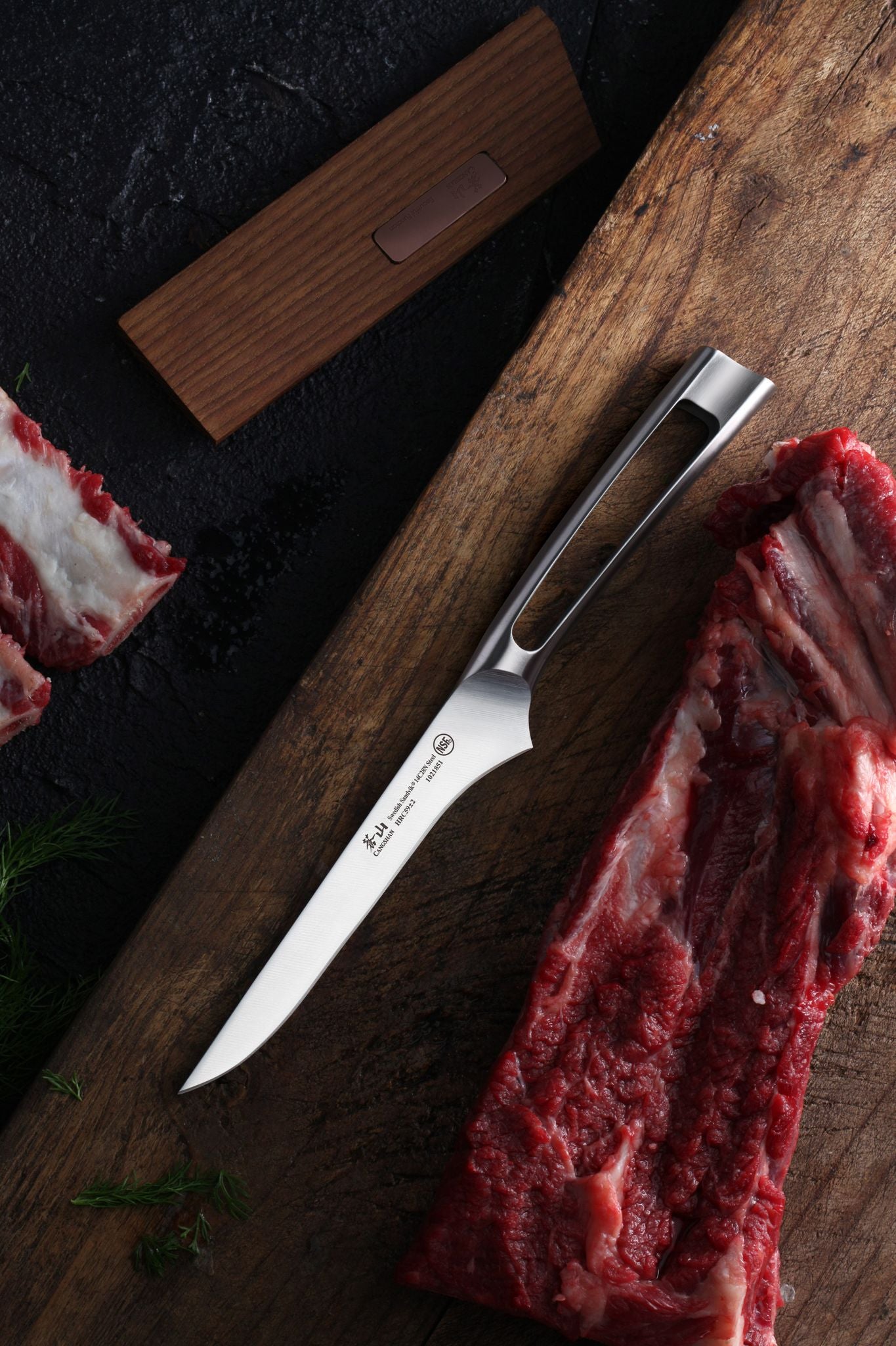 TN1 Series 6-Inch Boning Knife with Ash Wood Sheath, Forged Swedish 14C28N Steel, 1021868