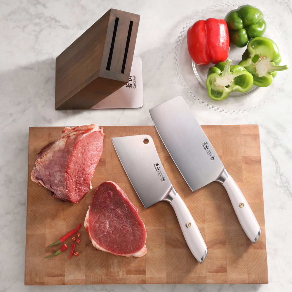 
                  
                    Load image into Gallery viewer, Cangshan L1 Series 1027518 German Steel Forged 3-Piece HUA Cleaver Knife Block Set
                  
                