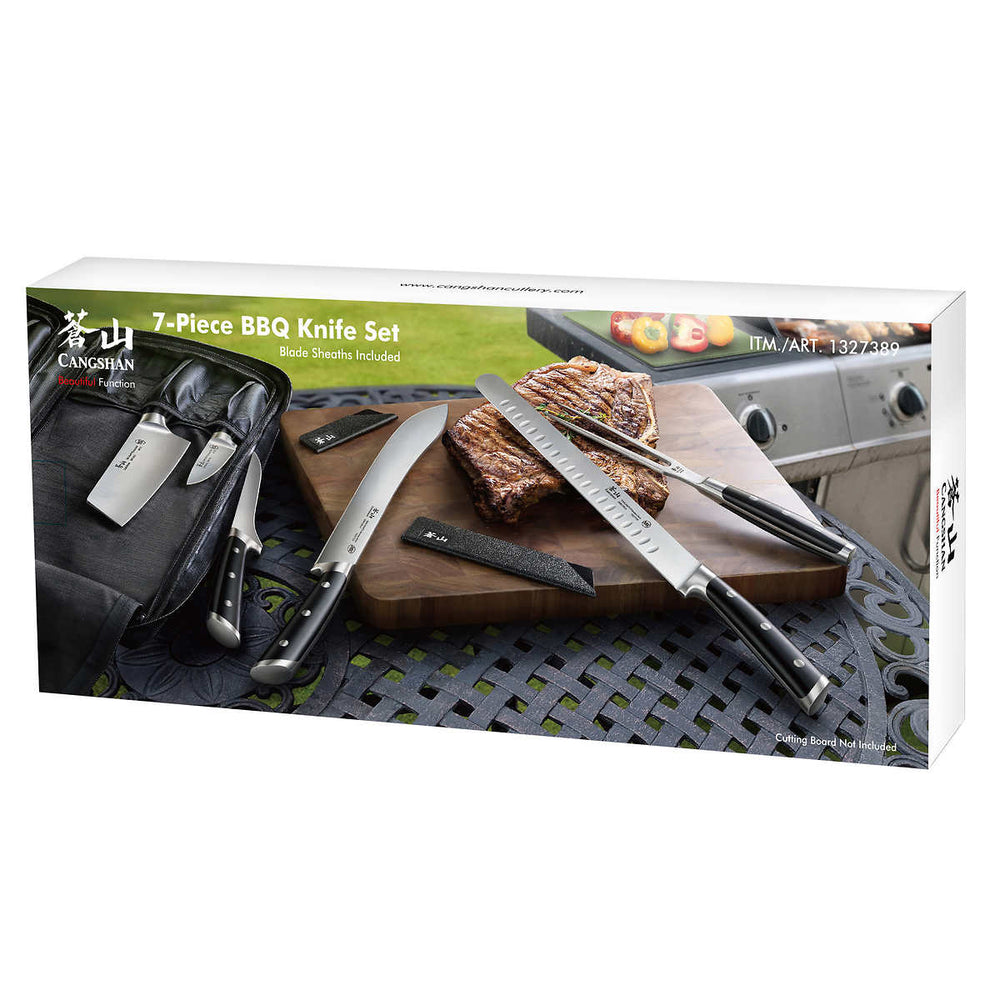 
                  
                    Load image into Gallery viewer, S Series 7-Piece BBQ Knife Set with Bag, Forged German Steel
                  
                