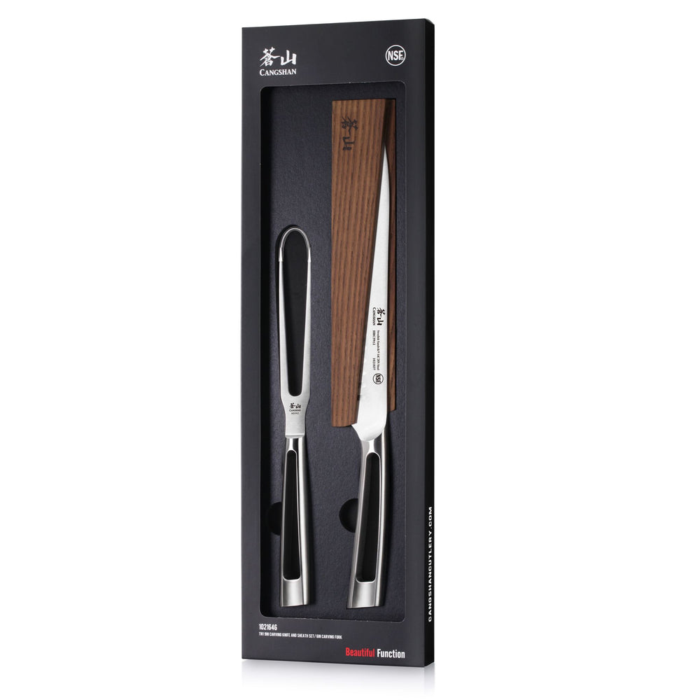 
                  
                    Load image into Gallery viewer, TN1 Series 2-Piece Carving Set with Wood Sheath, Forged Swedish 14C28N Steel, 1021646
                  
                