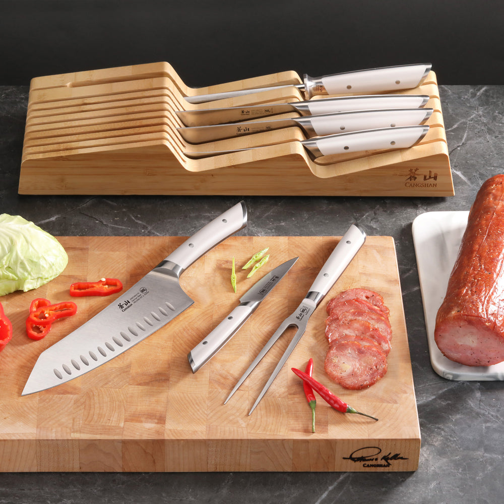  Cangshan HELENA Series German Steel Forged BBQ Knife Set  (White, 9-Piece Bag Set): Home & Kitchen