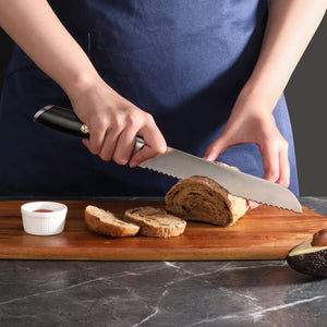 
                  
                    Load image into Gallery viewer, L &amp;amp; L1 Series 8-Inch Bread Knife, Forged German Steel
                  
                