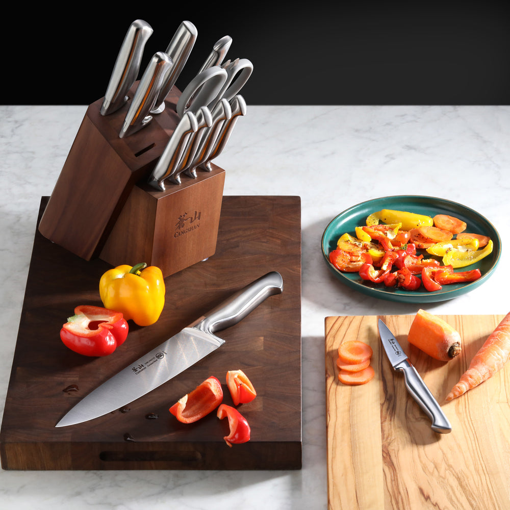 
                  
                    Load image into Gallery viewer, SANFORD Series 12-Piece Knife Block Set, Forged German Steel, Acacia Block, 1027150
                  
                